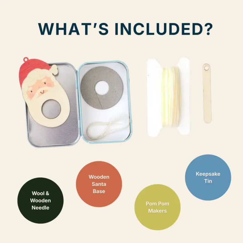 Make Your Own Pom Pom Santa Decoration Kit, Cotton Twist