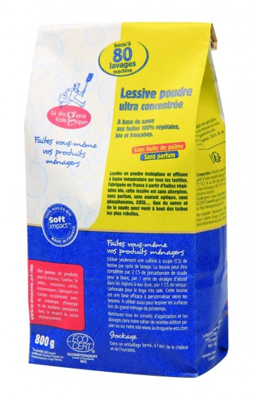 Konsentrert vaskepulver til klesvask  800 gram / La droguerie éc