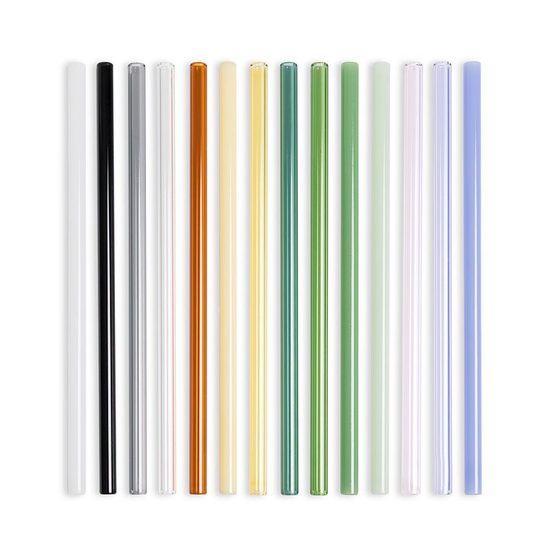 Rett sugerør i glass, Black 20cm / Peach