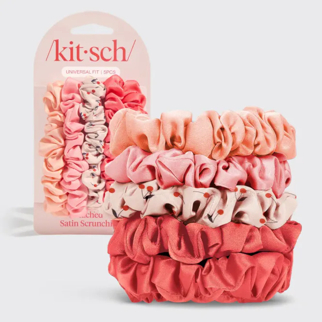 Hovedbilde 5 pk Satin Scrunchies - Cherry Blossom / Kitsch