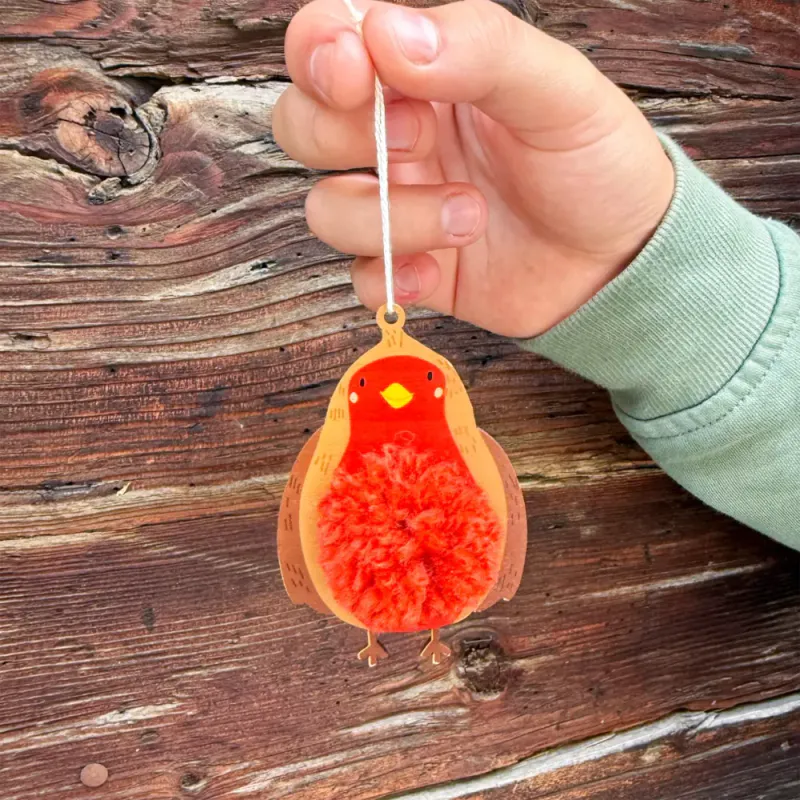 Make Your Own Pom Pom Robin Decoration Kit, Cotton Twist