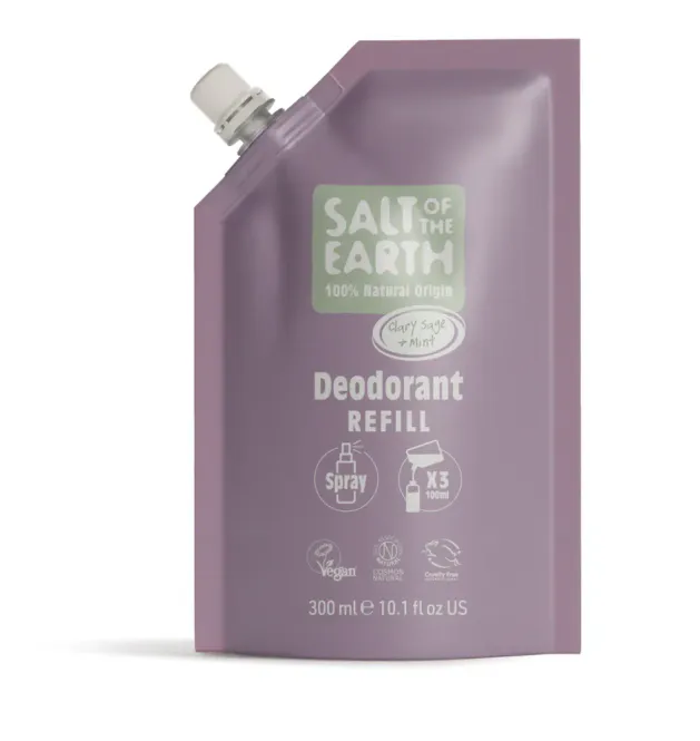 Hovedbilde REFILL 300ml - Clary Sage & Mint Natural Spray Deodorant / Salt of the Earth 