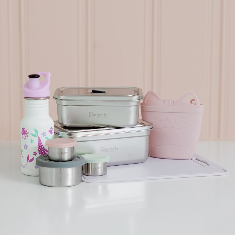 50 ml stålboks med tett silikonlokk, Oransje / Peach