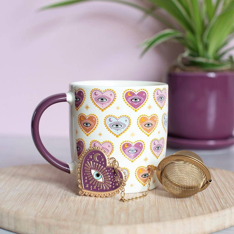 Sacred Sight Heart Print Mug and Tea Infuser Set 500 ml, Something Different