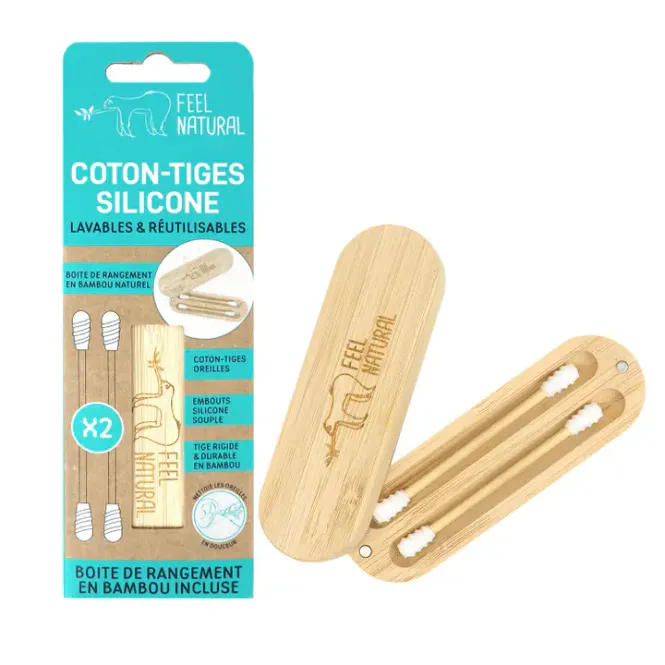 Hovedbilde 2 Cotton Buds Silicone  + Bamboo Box / Feel Natural