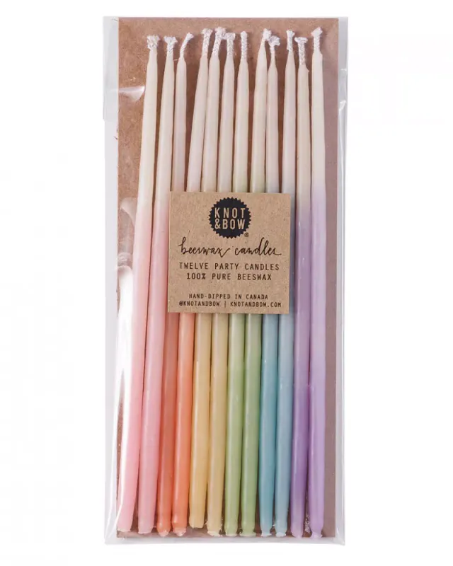 12 stk høye kakelys i bivoks, pastell / Knot & Bow