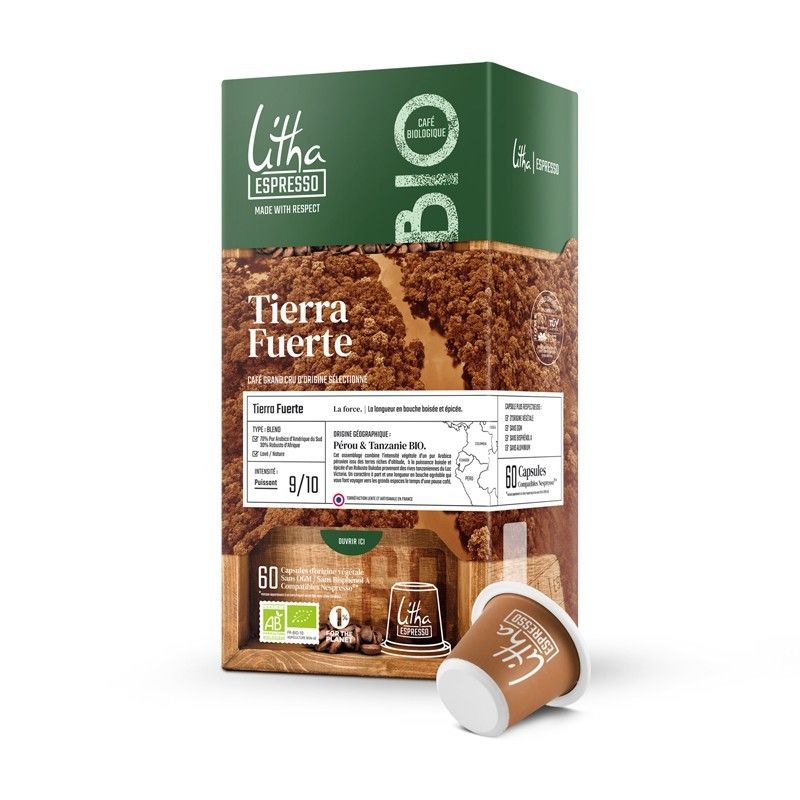 60 stk Tierra Fuerte - økologiske og komposterbare kaffekapsler / Litha Espresso