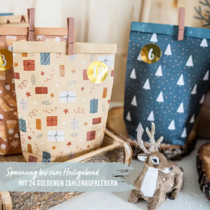 Kalenderposer til pakkekalender, Christmas / Papierdrachen