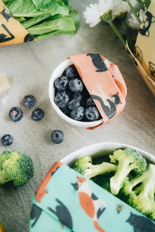 3 pc Beeswax Food Wraps Beeginner, Cats / SuperBee