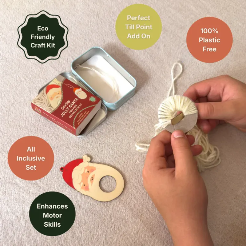 Make Your Own Pom Pom Santa Decoration Kit, Cotton Twist