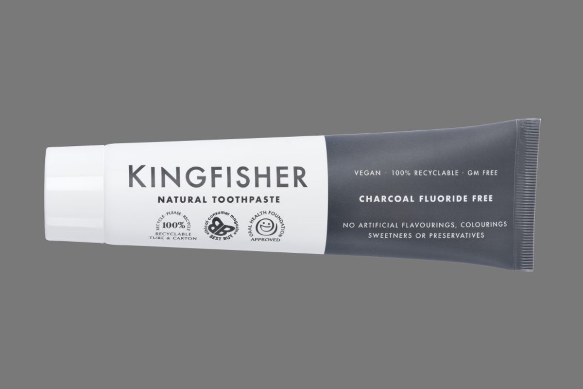 Natural Toothpaste Charcoal Whitening - Fluoride Free 100ml / Kingfisher 