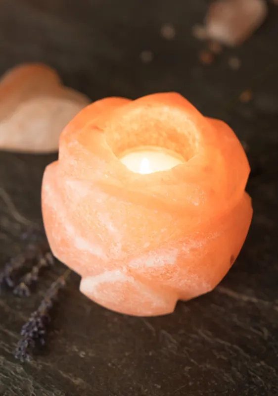Lotus telysholder - saltkrystall / Namaste Fair Trade