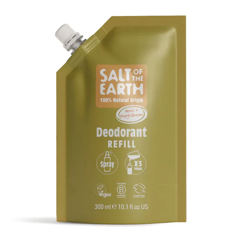REFILL 300ml - Neroli & Orange Natural Spray Deodorant / Salt of the Earth 