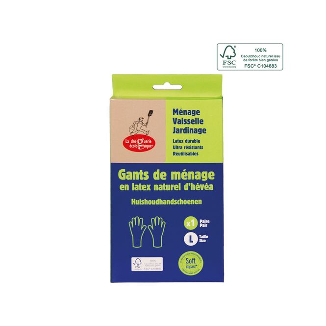 Hovedbilde Plastfrie gummihansker str. L, økologisk / La droguerie écologiq
