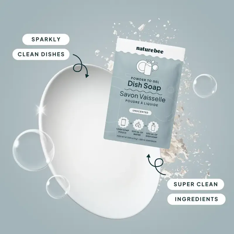 Refill Dish Soap - Powder To Gel , Duftfri / Nature Bee