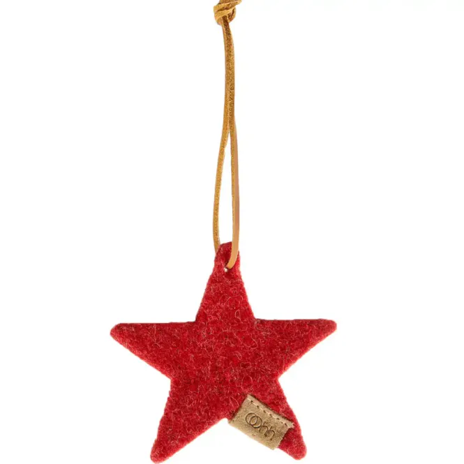 Hovedbilde Rød julestjerne - resirkulert ull og lær / Lübech Living