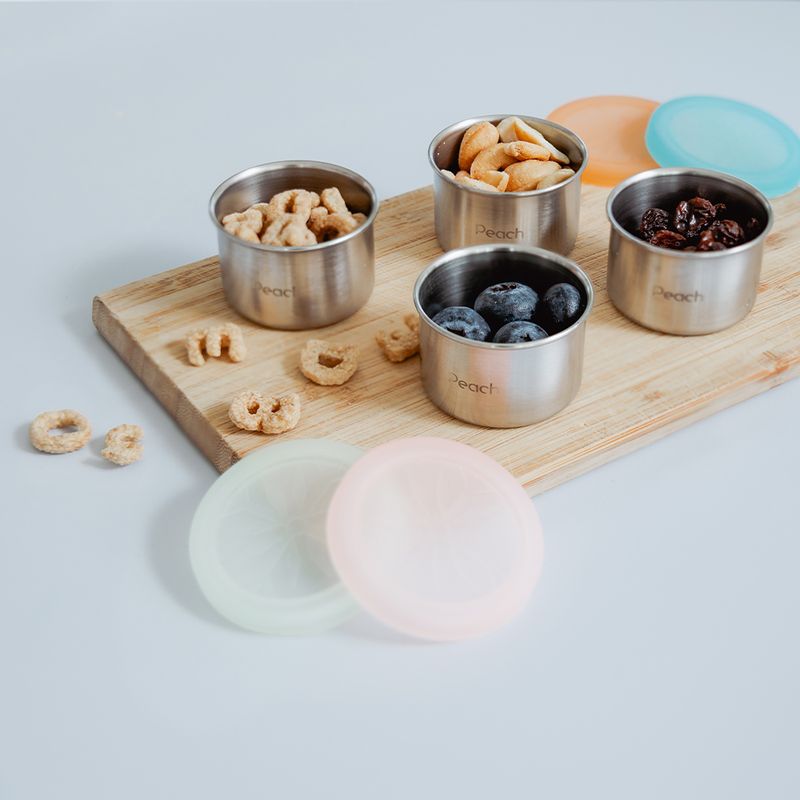 50 ml stålboks med tett silikonlokk, Blå / Peach