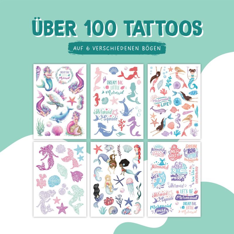 Havfruer - midlertidig tatovering til barn / Papierdrachen