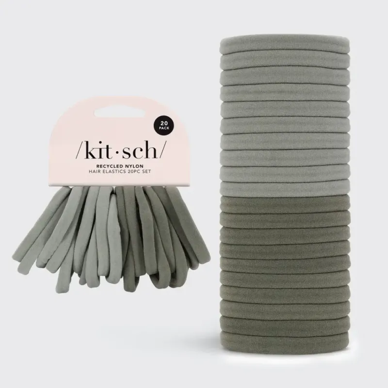 20pk hårstrikk i resirkulert nylon, Eucalyptus / Kitsch