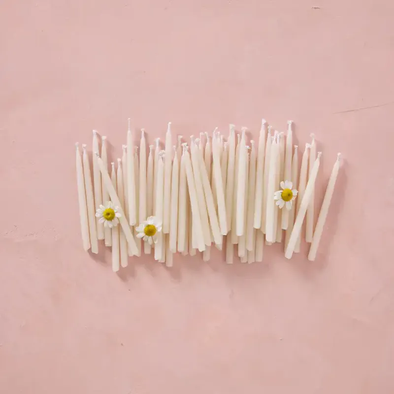 12 stk korte kakelys i bivoks, Ivory / Knot & Bow
