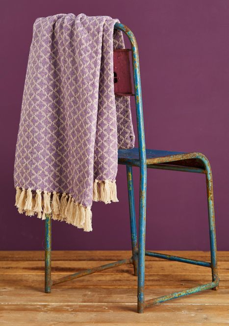 Hovedbilde Håndvevet pledd i resirkulert bomull, Purple - 130x180cm / Namaste Fair Trade