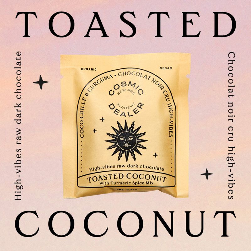 4x20g Nut Butter Chocolate: TOASTED COCONUT & TUMERIC / Cosmic Dealer