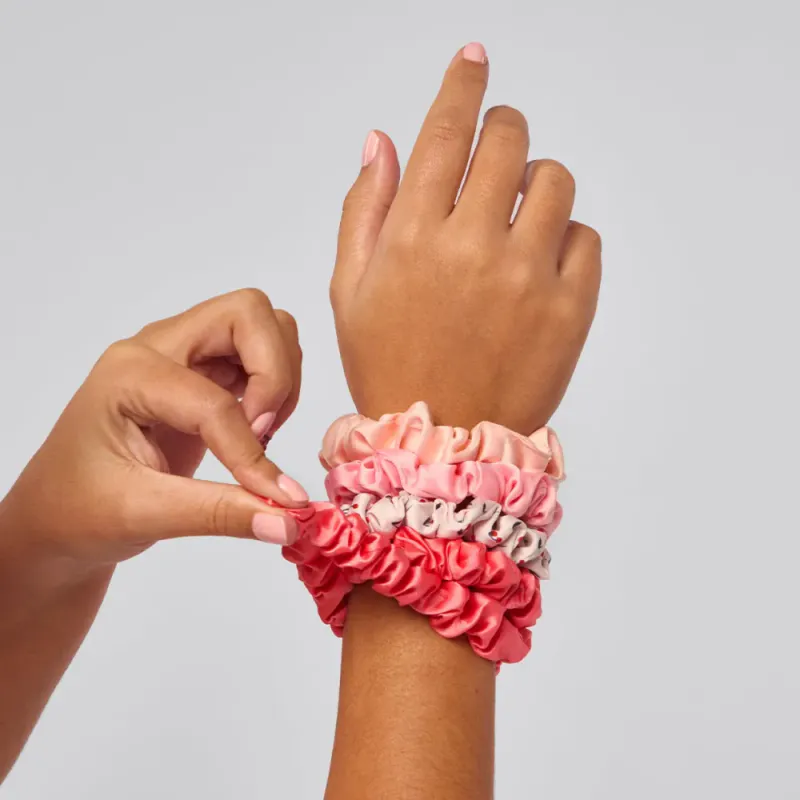 5 pk Satin Scrunchies - Cherry Blossom / Kitsch