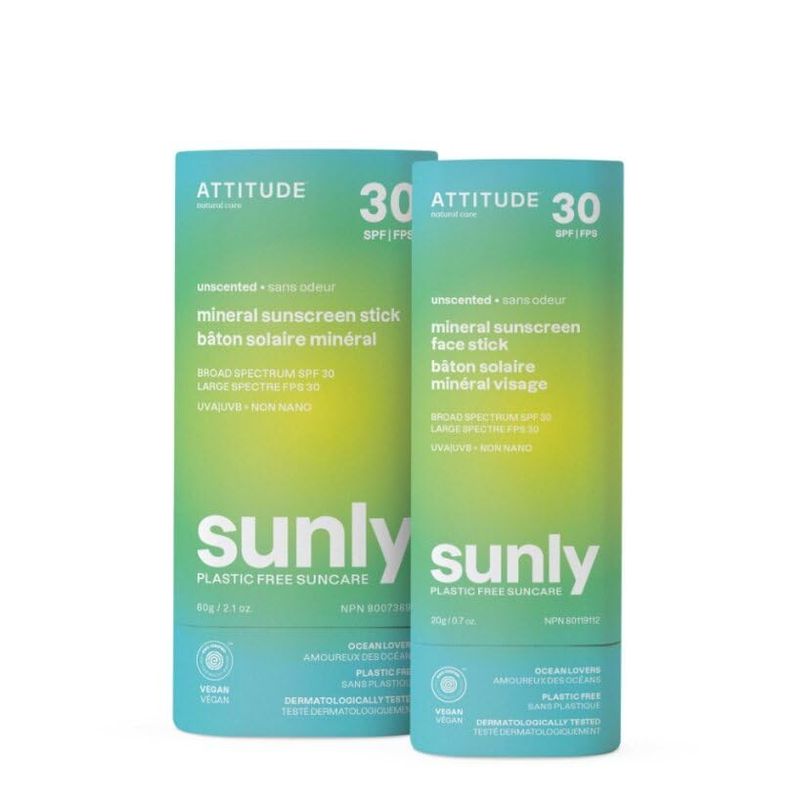 SPF 30 Unscented Mineral Sunscreen Stick 60g / ATTITUDE