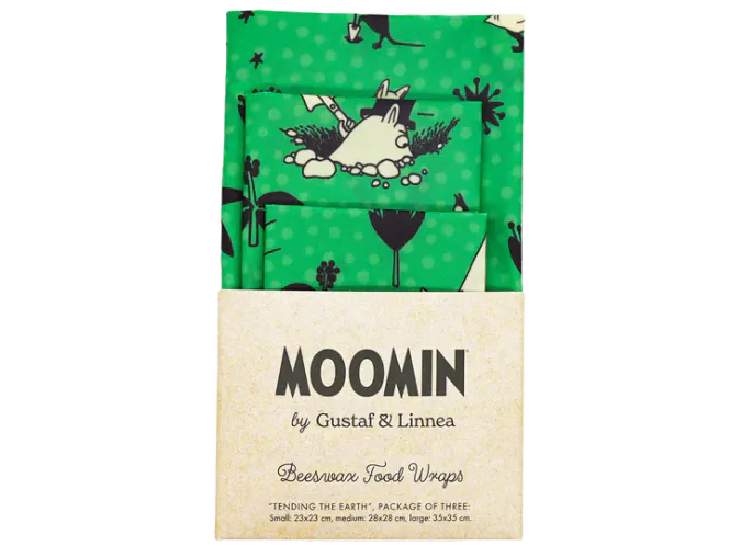 Hovedbilde 3pk økologisk bivoksark Mummitrollet - Tending the Earth / Moomin By G&L