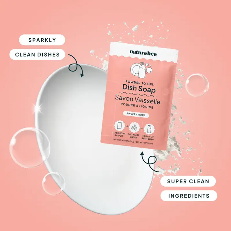 Refill Dish Soap - Powder To Gel , Sweet Citrus / Nature Bee