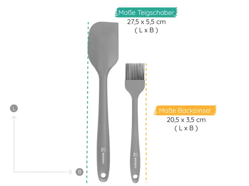 Bakepensel + slikkepott i silikon, grå / Backefix