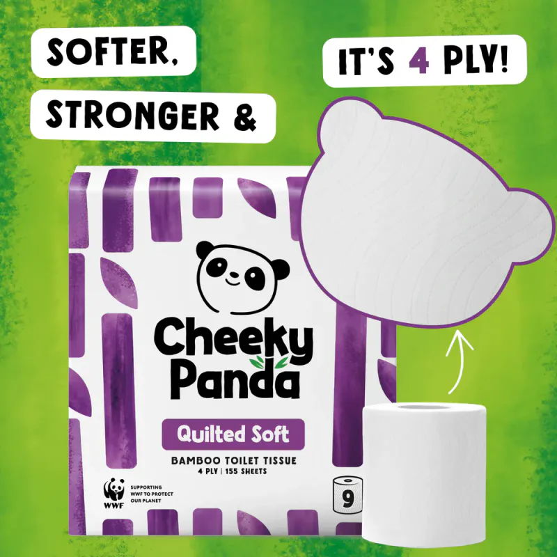 9 ruller toalettpapir i bambus - QUILTED SOFT / The Cheeky Panda